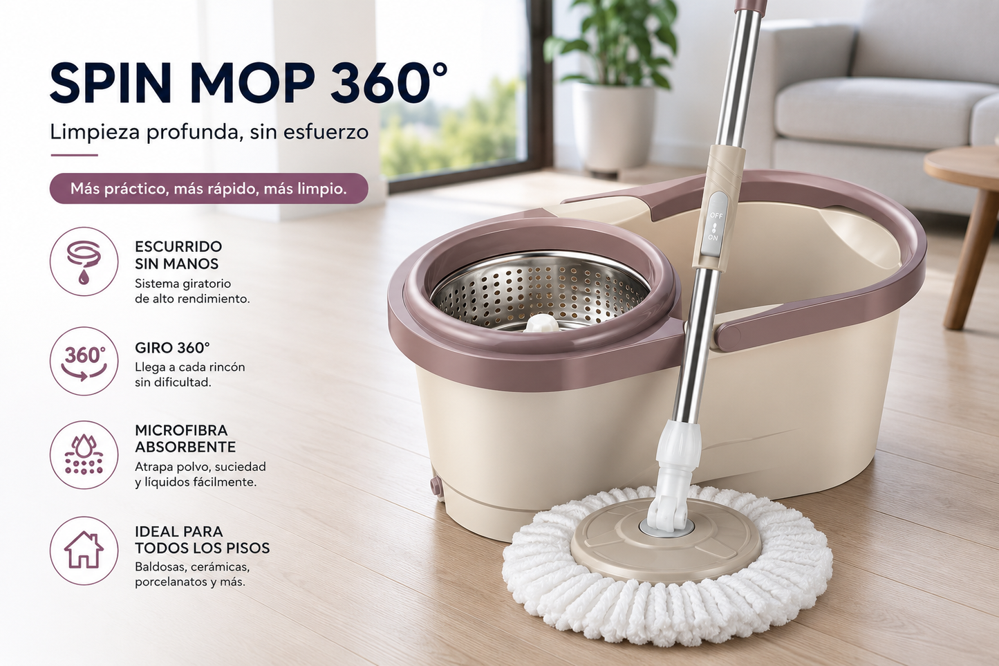 ✨ Limpia Más Rápido, Más Fácil y Sin Esfuerzo con Spin Mop 360° 🫧